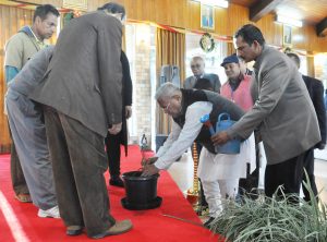 Governor PB Acharya seen planting tulsi plant at Raj Bhavan, Kohima, on December 12.