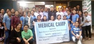 Miqlat Ministry and Tenants Association members pose for the lens during the free medical camp at Super Market Complex, Dimapur on April 2.