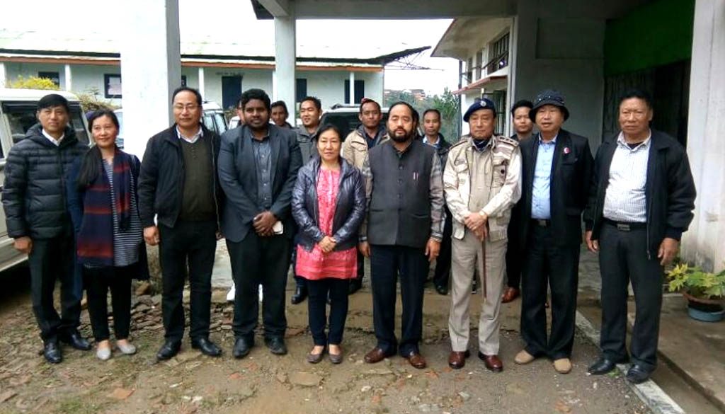 Home Minister, Y. Patton and other officials during his visit at Mt. Tiyi College on April 6.