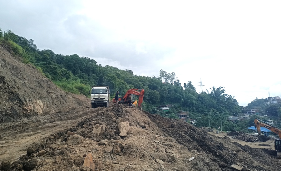Restoration work underway on sunken NH-2 road at Phesama; partial traffic resumption likely soon