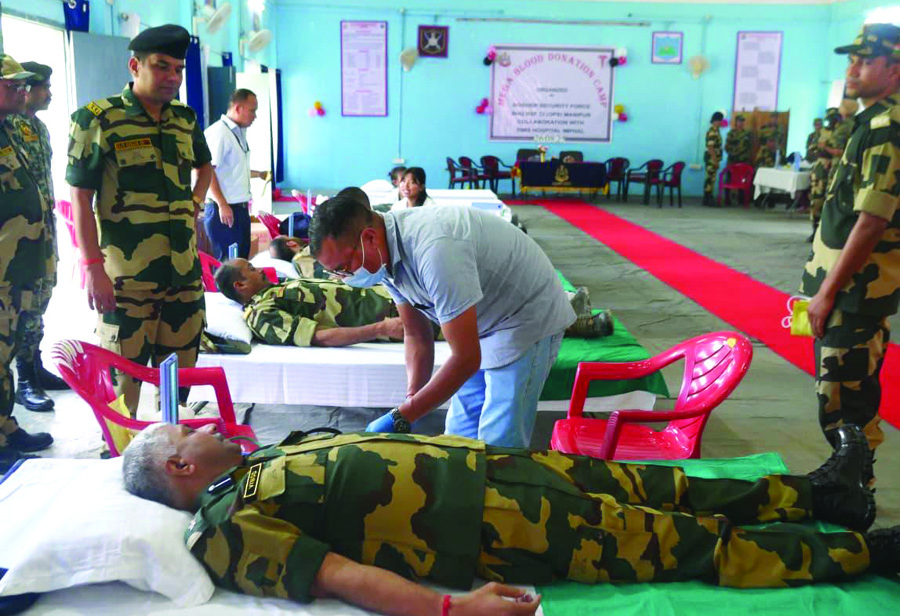 BSF officers, jawans donate blood in Manipur 