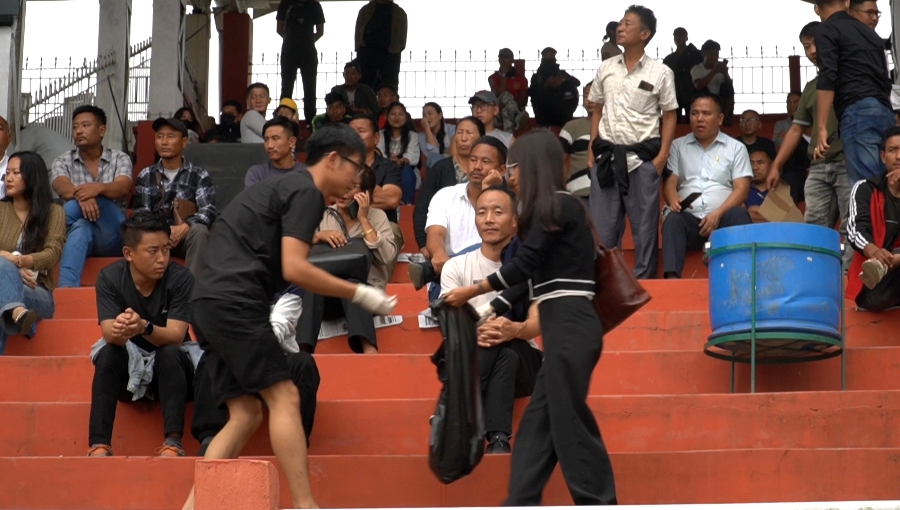 Konyak Students’ Union Kohima leads cleanliness drive at IG Stadium after Dr. T Ao Trophy match