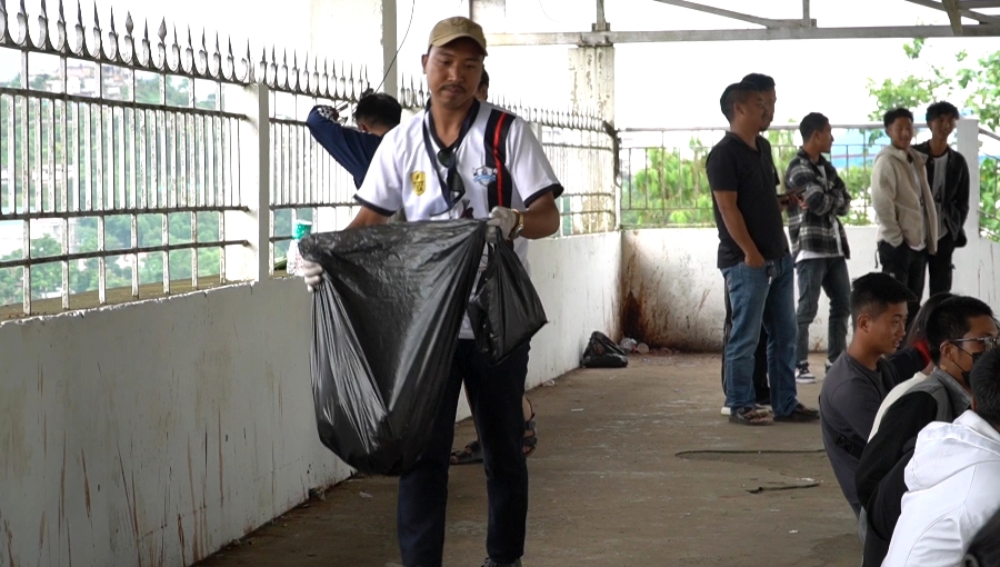 Konyak Students’ Union Kohima leads cleanliness drive at IG Stadium after Dr. T Ao Trophy match