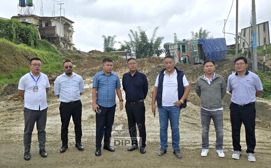 MLAs inspect damaged road near BSF Camp in Kohima