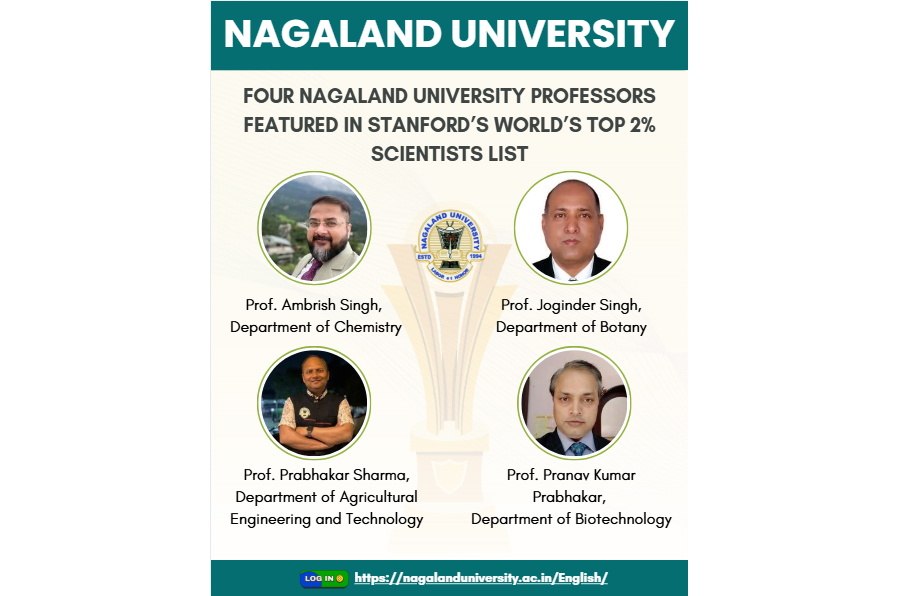 4 Nagaland University professors featured in Stanford’s ‘World’s Top 2% Scientists’ 