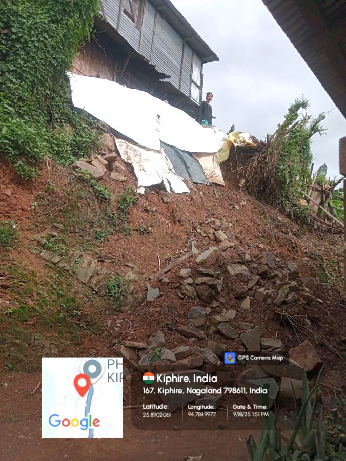 Heavy rain damages several houses in Kiphire town 