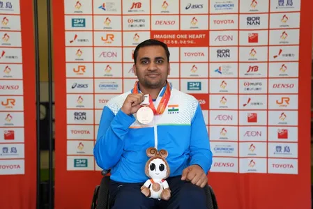 Ayush Verma wins gold in men's shot put F53 at Asian Para Games